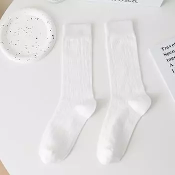 Женские летние тонкие гольфы с вертикальным рубчиком, полые, однотонные, из хлопка 1 pair