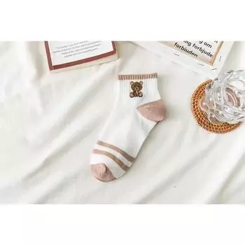 Женские летние тонкие новые носки с медведем для студентов 1 pair