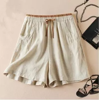 Женские летние тонкие свободные брюки с вышивкой Five, удобные повседневные шорты с высокой талией 2XL