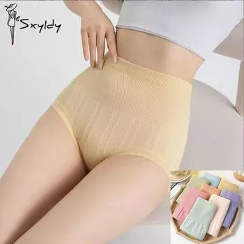 Женские летние тонкие трусики с высокой талией для контроля живота, бесшовные удобные дышащие женские бесшовные трусы с подтяжкой бедер L розовый