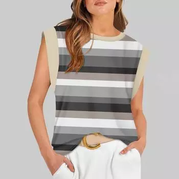 Женские летние топы без рукавов с круглым вырезом и принтом, повседневные модные футболки, базовая модная милая футболка с короткими рукавами L