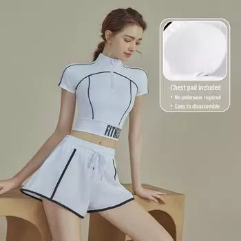 Женские летние топы для йоги и бега с коротким рукавом для фитнеса 2025 года