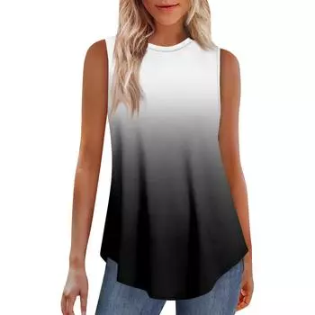 Женские летние топы, повседневные, с оборками, коротким рукавом, круглым вырезом, свободные, плиссированные футболки M чёрный