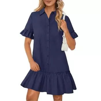 Женские летние топы, повседневные, с оборками, коротким рукавом, круглым вырезом, свободные, плиссированные футболки S чёрный