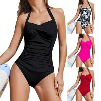 Женские летние топы, повседневные, с оборками, коротким рукавом, круглым вырезом, свободные, плиссированные футболки L чёрный