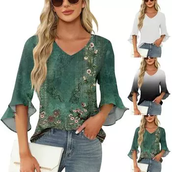 Женские летние топы, повседневные, с оборками, коротким рукавом, круглым вырезом, свободные, плиссированные футболки L чёрный