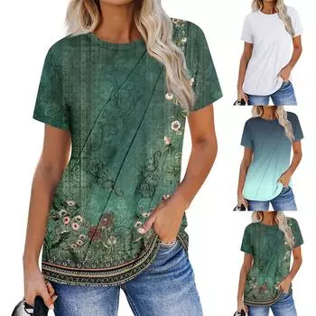 Женские летние топы, повседневные, с оборками, коротким рукавом, круглым вырезом, свободные, плиссированные футболки XXL чёрный