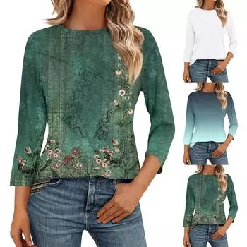 Женские летние топы, повседневные свободные плиссированные футболки с оборками и круглым вырезом M