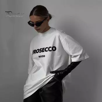 Женские летние топы с круглым вырезом и коротким рукавом с буквенным принтом, футболка свободного кроя, впитывающая пот, повседневная футболка, уличная одежда L серый