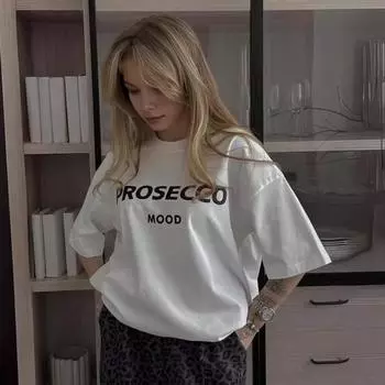 Женские летние топы с круглым вырезом и коротким рукавом с буквенным принтом, футболка свободного кроя, впитывающая пот, повседневная футболка, уличная одежда L белый