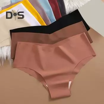 Женские летние трусы с низкой посадкой, ультратонкие бесшовные трусики с подтяжкой бедра, сплошной цвет, быстросохнущее нижнее белье из ледяного шелка XL чёрный