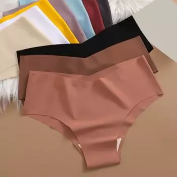 Женские летние трусы с низкой посадкой, ультратонкие бесшовные трусики с подтяжкой бедра, сплошной цвет, быстросохнущее нижнее белье из ледяного шелка XL