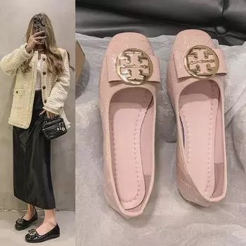 Женские летние туфли 2024 года с квадратным носком Slip-On: Удобная мягкая кожа, мелкое горлышко, доступны большие размеры 38 чёрный