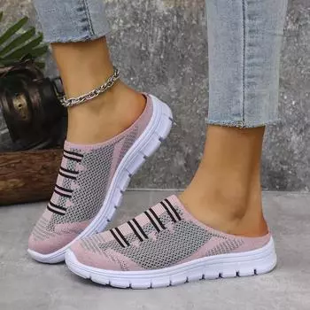 Женские летние туфли для пар, повседневные дышащие полутапочки, туфли на плоской подошве 36 чёрный