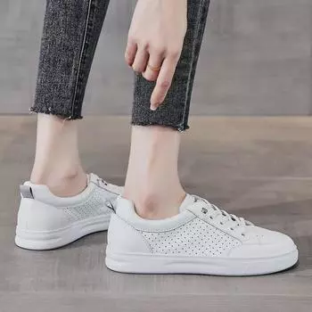 Женские летние туфли-лодочки из дышащей белой коровьей кожи Slip-On Flats 2025 года 36