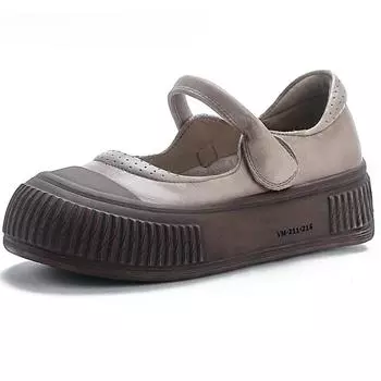 Женские летние туфли-лоферы из натуральной коровьей кожи с крючком, удобные, лаконичные, модные, на платформе, на танкетке, туфли Мэри Джейн 35 хаки