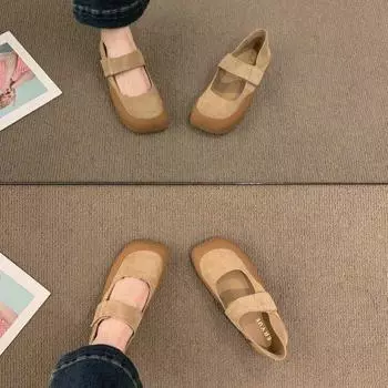 Женские летние туфли Мэри Джейн Модные и удобные женские туфли на плоской подошве Обувь Boken 35 абрикосовый