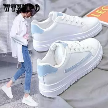 Женские летние туфли на плоской подошве, повседневная спортивная обувь, корейская версия, универсальные маленькие белые туфли, женская обувь для повышения роста, студенческая обувь для скейтбординга 40 розовый