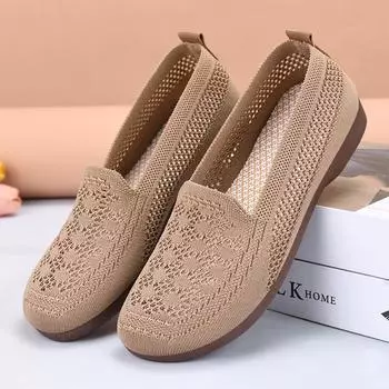 Женские летние туфли на плоской подошве Slip On Go Walk Shoes для женщин Удобные кроссовки для ходьбы Повседневная обувь из пеноматериала с эффектом памяти Трикотажные балетки Легкие мокасины 35