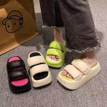 Женские летние туфли на высоком каблуке Muffin, новые нескользящие пляжные тапочки из ЭВА с толстой подошвой 36/37