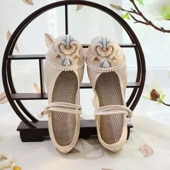 Женские летние туфли Si Yu на среднем каблуке с вышивкой — стиль старого Пекина для чонсамов и ханьфу 38