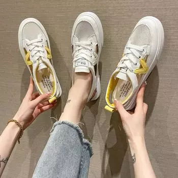 Женские летние уличные туфли в римском стиле с проникающей воздушной сеткой и выдолбленными уродливыми милыми римскими туфлями на толстом каблуке с большим носком 40 белый