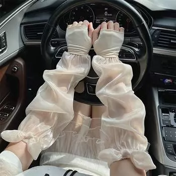 Женские летние утеплители с длинным рукавом и бантом, повседневные, дышащие, солнцезащитные, с защитой от ультрафиолета, манжеты, держатель для водительского рукава белый