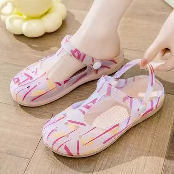 Женские летние закрытые сандалии из резины - пляжные, нескользящие, на плоской подошве 37