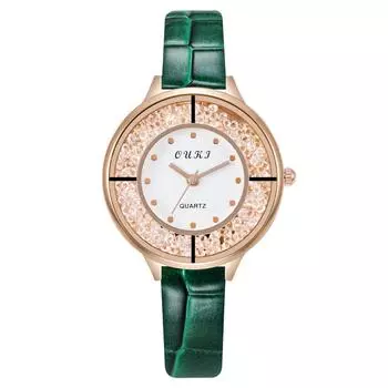 Женские летние зеленые часы с простым темпераментным циферблатом