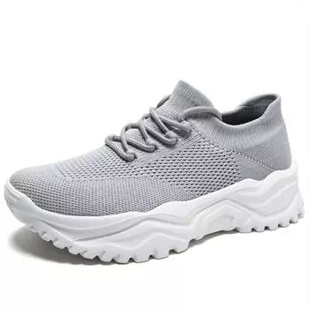 Женские летные туфли большого размера, 5 цветов, 35–42, дышащая сетчатая обувь, легкая женская обувь для отдыха на толстой подошве 35 чёрный