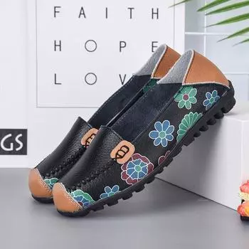 Женские лоферы без шнуровки на плоской подошве. Женская летняя обувь на плоской подошве. Мягкие мокасины. Лоферы. Винтажные дышащие повседневные мокасины.