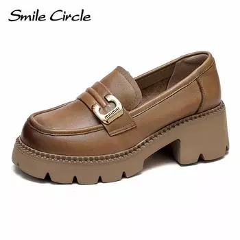 Женские лоферы из натуральной кожи, модные повседневные туфли на платформе, женские туфли без шнуровки с низким берцем и толстой подошвой