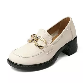 Женские лоферы из натуральной кожи, осенняя мода, женские туфли без шнуровки на каждый день, с круглым носком, повседневная женская обувь большого размера 35 чёрный