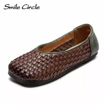 Женские лоферы из натуральной кожи, туфли на плоской подошве без шнуровки с цветными блоками, модная удобная женская повседневная обувь 35 коричневый