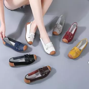 Женские мокасины кожаные туфли для вождения мокасины удобные балетки повседневные туфли без застежек большого размера для ходьбы для мам EU: 35 чёрный