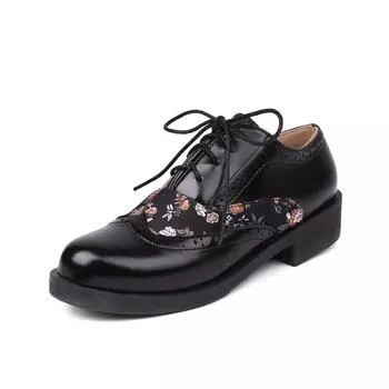 Женские лоферы-лодочки с круглым носком на платформе, на массивном низком каблуке, на шнуровке, женская модная повседневная обувь, весна-осень, коричневый, черный 46 34 чёрный