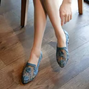 Женские лоферы, модные элегантные туфли на среднем каблуке, женские дышащие удобные прогулочные туфли-лодочки 35 чёрный