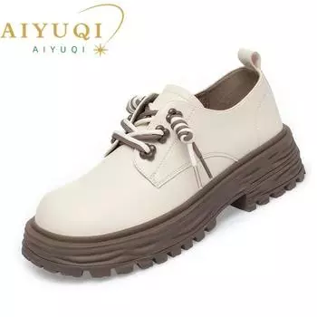Женские лоферы на шнуровке, женская весенняя обувь на платформе в британском стиле, новая удобная повседневная женская обувь 35