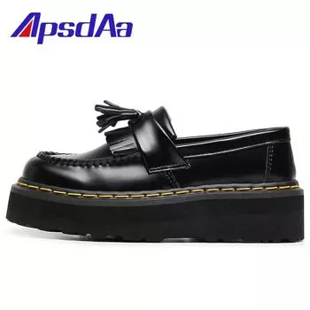 женские лоферы на толстой подошве с бахромой, женские туфли из натуральной кожи с низким верхом, женские туфли Мартин, легкие, студенческие, универсальные, повседневные, на платформе 35