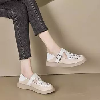 Женские лоферы Обувь из натуральной кожи Женская весенняя обувь Туфли в стиле ретро на толстой подошве 35 жёлтый