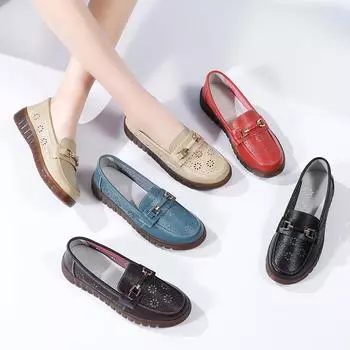 Женские мокасины Horse Bit, кожаные мокасины для вождения, повседневные туфли без застежек, бежевые, большого размера, для ходьбы, летние туфли для беременных 35 чёрный