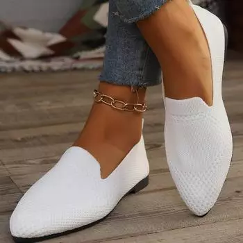 Женские лоферы с острым носком, однотонная сетчатая дышащая женская легкая повседневная обувь без шнуровки с неглубоким носком, женская обувь на плоской подошве 41 чёрный