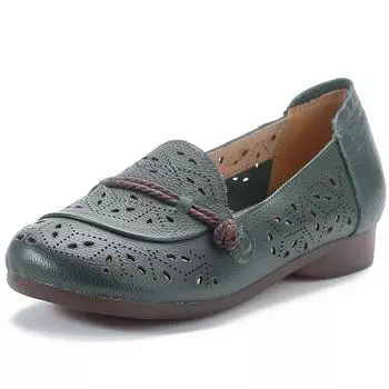 Женские лоферы Весна Лето Натуральная кожа Перфорация Мягкие балетки Повседневные Женские Нескользящие Удобные Туфли для мамы Модные кроссовки 35
