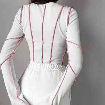 Женские лоскутные футболки, шикарные повседневные трикотажные футболки в рубчик с длинными расклешенными рукавами и круглым вырезом, весенне-осенний уличный топ S чёрный