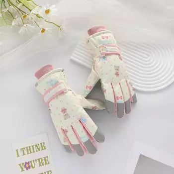 Женские лыжные перчатки на зиму плюс бархатные уличные велосипедные альпинистские утолщенные водонепроницаемые ветрозащитные холодные теплые перчатки Average Size