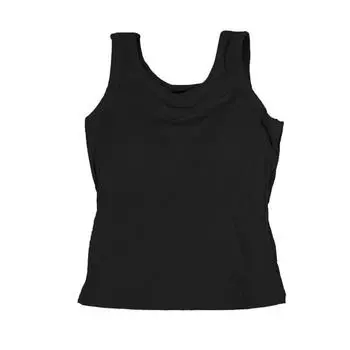 Женские майки без рукавов с бюстгальтером, эластичный рубчик, летняя повседневная уличная одежда в стиле Y2K, однотонный базовый жилет со встроенным бюстгальтером с подкладкой One Size чёрный