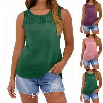 Женские майки без рукавов с круглым вырезом Футболки Топ M