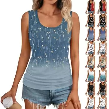 Женские майки без рукавов с квадратным круглым вырезом и сборками Футболки Топ S