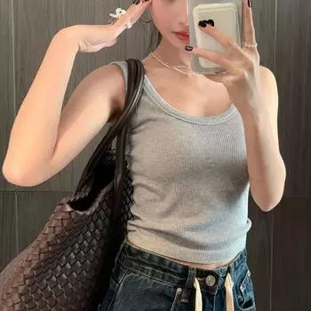 Женские майки без рукавов с нагрудными подушечками, облегающие летние повседневные топы