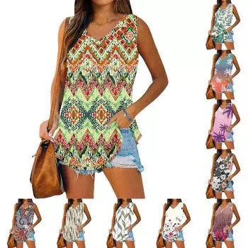 Женские майки больших размеров с V-образным вырезом, летние майки, свободные топы без рукавов L бежевый